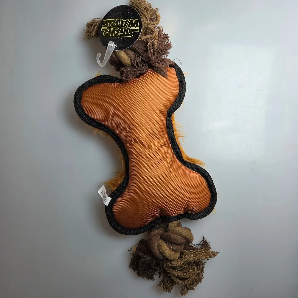 Star Wars Chewbacca Plush Bone Rope Dog Toy Chewie Bandolier Brown NWT